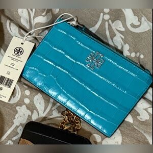Tory Burch Blue Quilted Clutch